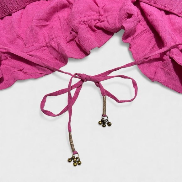 Free People Corazon Crop Top XL Pink Endless Summer Textured Adjustable Tie NWT - Picture 6 of 12